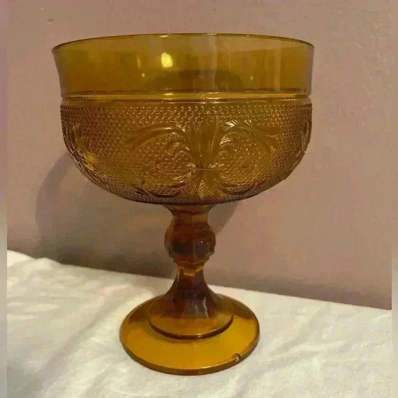Tiara Sandwich Amber Collection Compote Pedestal Footed Candy Dish - Picture 1 of 5